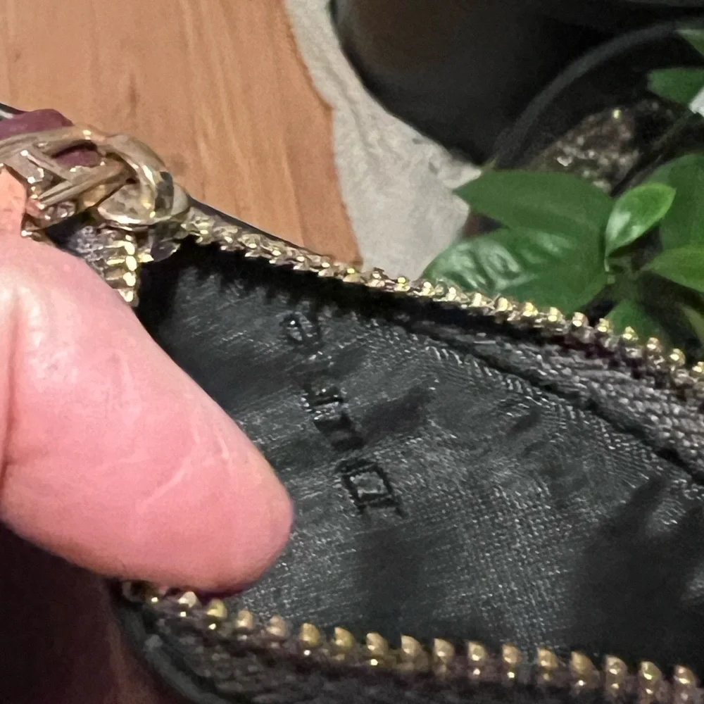 Dune London Leather Coin Purse Wallet With Gold-Tone Chain W/ Lobster Clasp EUC